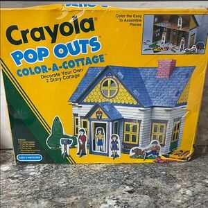 2 Vintage Crayola Pop Outs My Neighborhood & Color A Cottage Play Set
